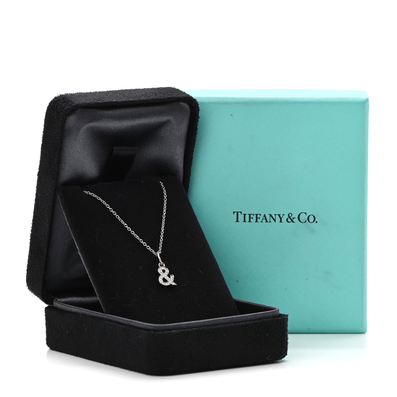 Tiffany 18K White Gold Diamond Small Ampersand Pendant Necklace 7 of 7