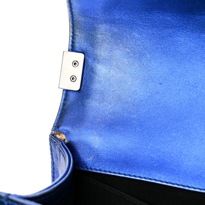 Chanel Metallic Patent Quilted Medium Boy Flap Blue 11 of 18