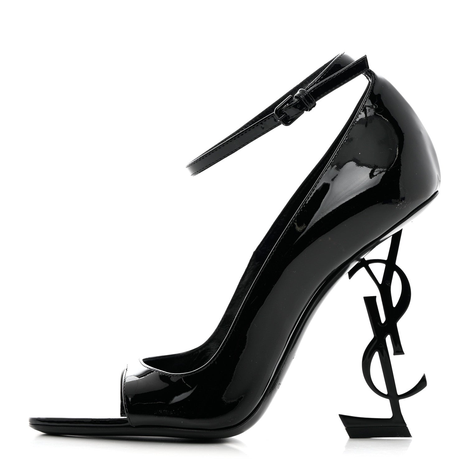 Saint Laurent Patent Calfskin Opyum 110 Sandals 37 Black 1 of 10