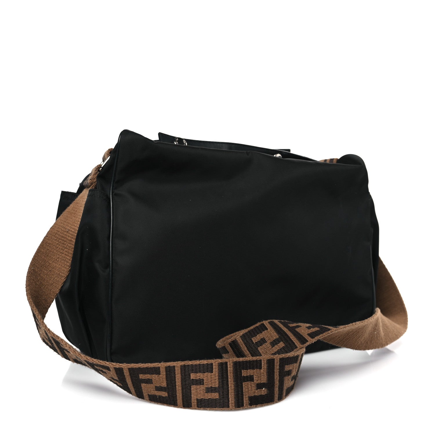 Fendi Calfskin Nylon FF Logo Embossed Changing Bag Black 4 of 11