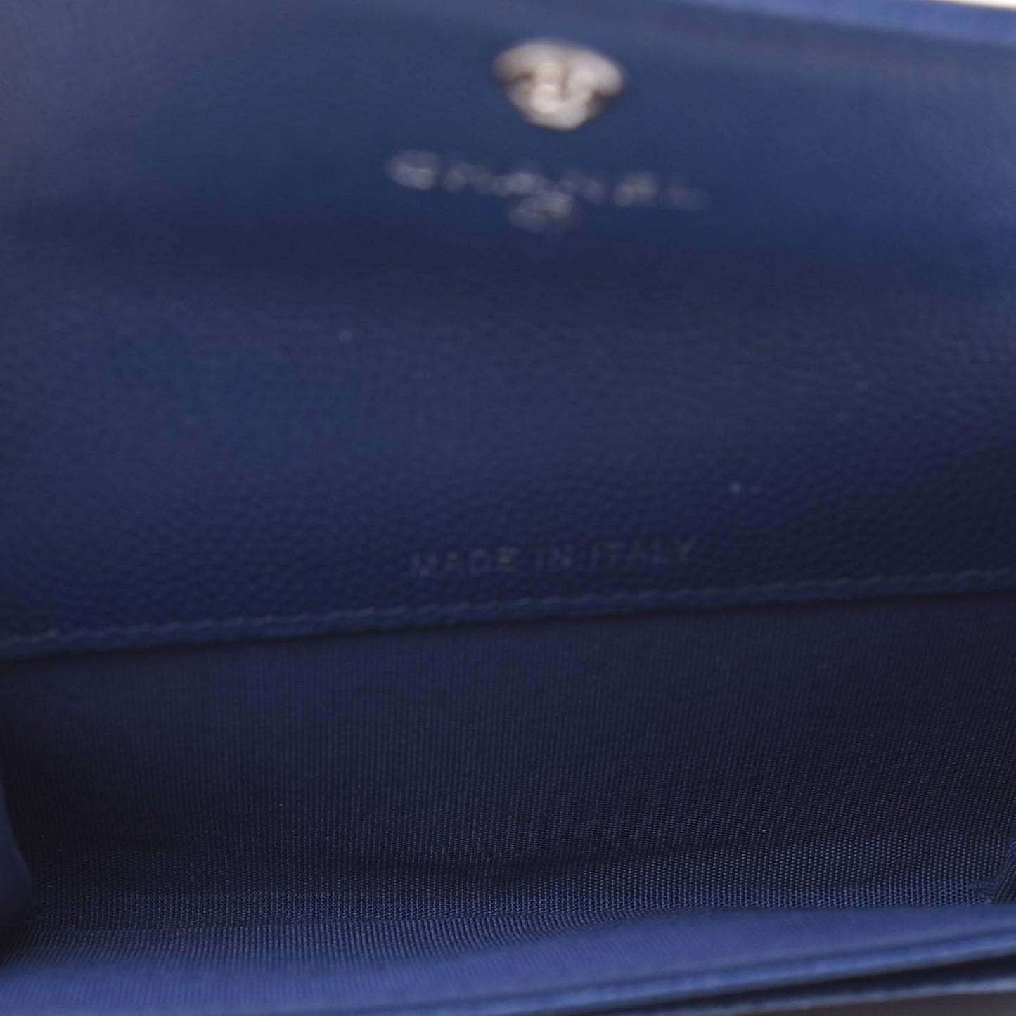 Caviar Quilted Boy Flap Card Holder Wallet Blue