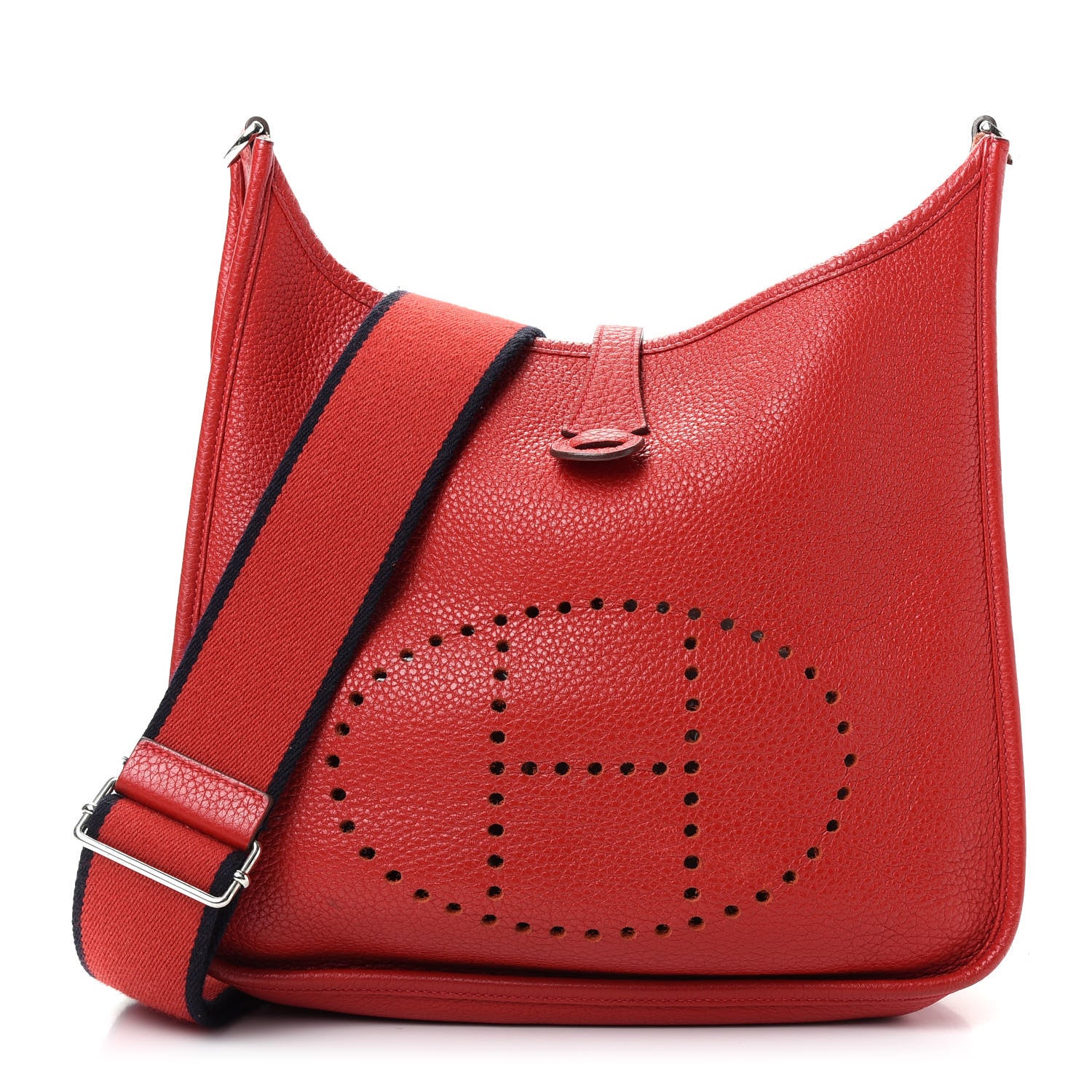 Hermes Taurillon Clemence Amazone Evelyne III PM Rouge Casaque Bleu Obscur 1 of 11