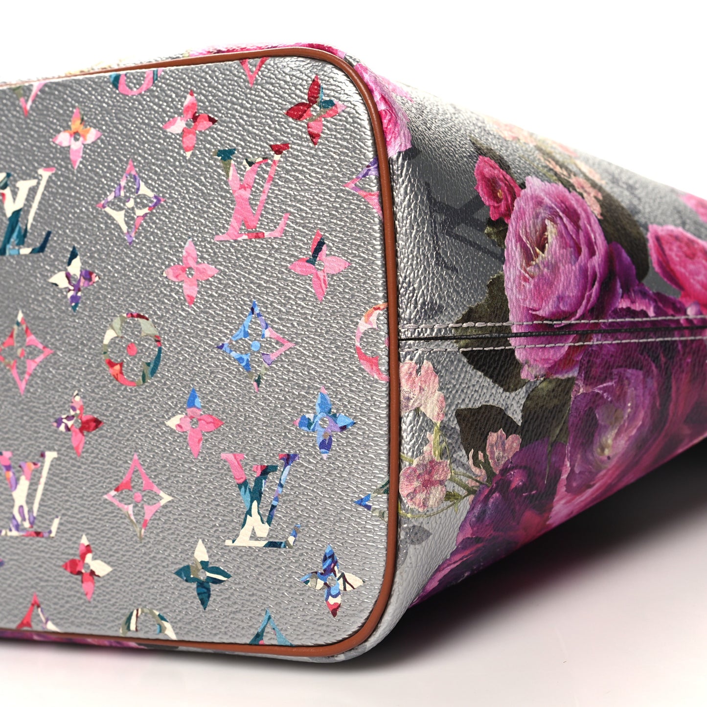 Metallic Monogram LV Garden Neverfull MM Silver