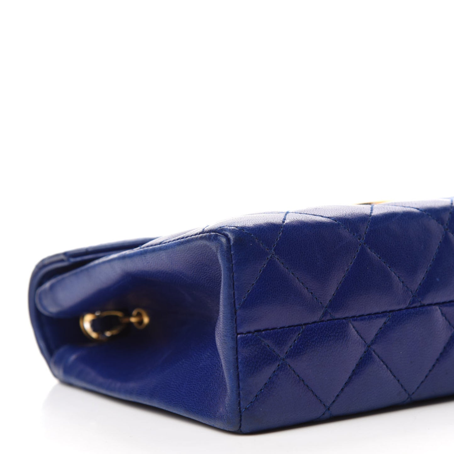 Lambskin Quilted Small Single Flap Blue