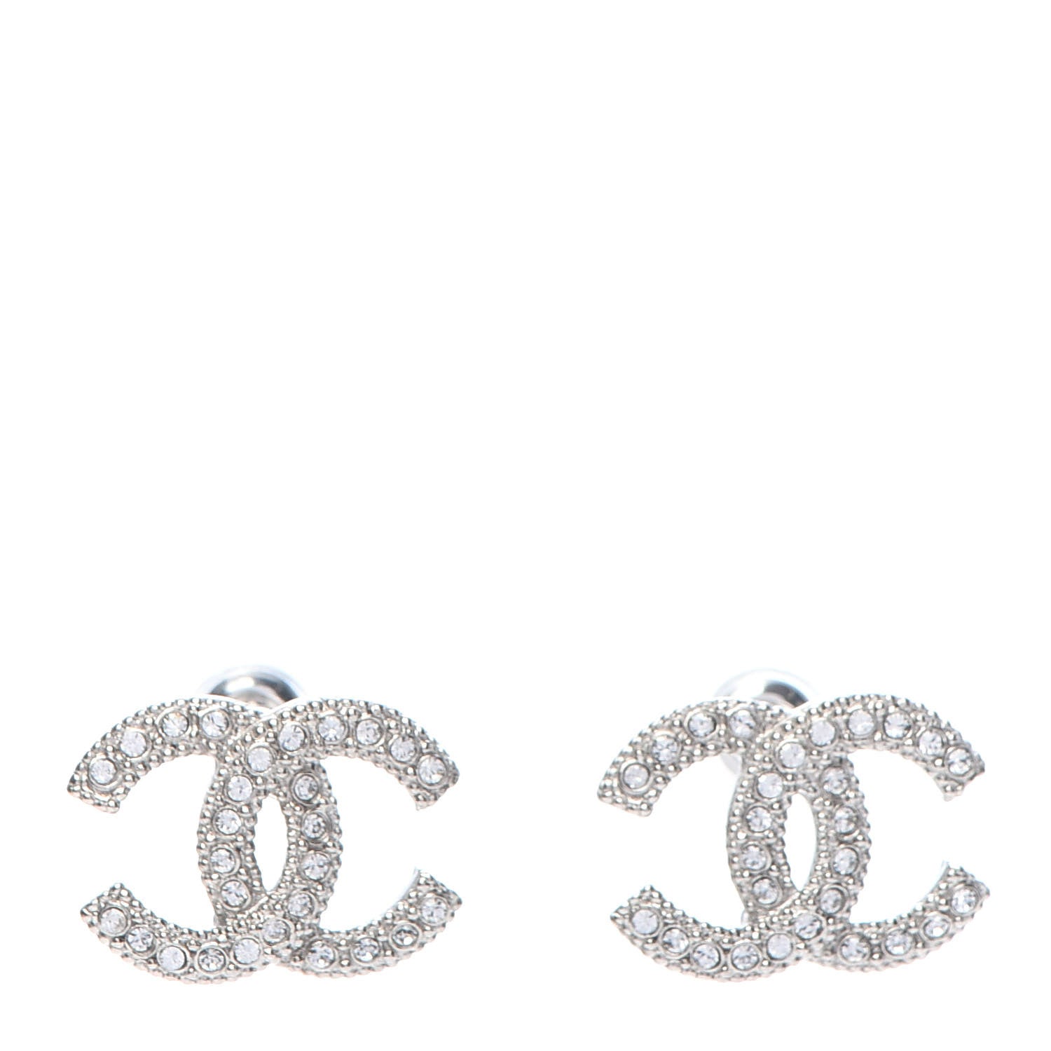 Chanel Crystal CC Earrings Silver 1 of 5