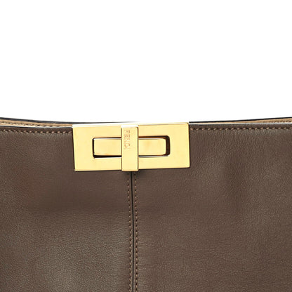 Fendi Vitello Seta Glazed Fabric FF 1974 Large Peekaboo X-Lite Maya Mogano Panna 10 of 13