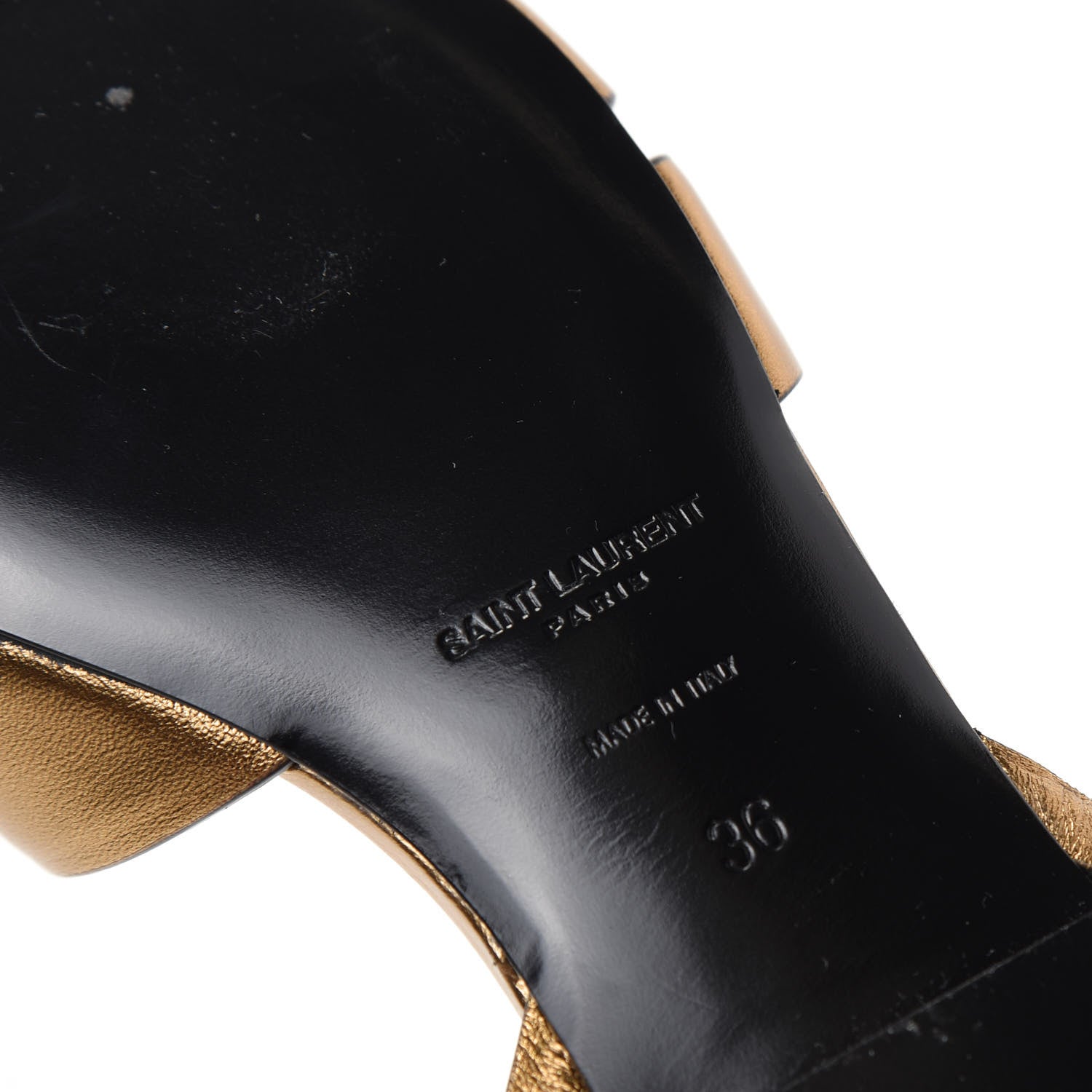 Saint Laurent Calfskin Tribute 05 Ankle Strap Sandals 36 Dark Gold 9 of 11