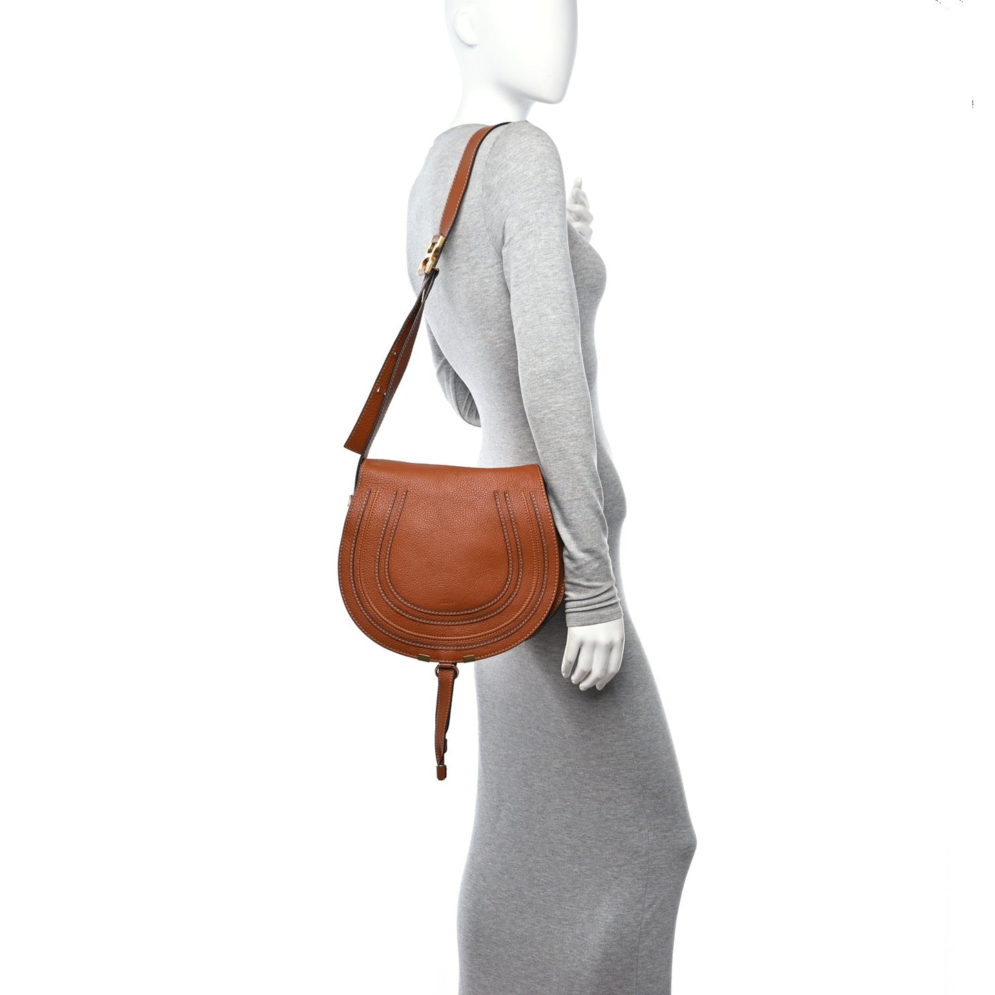 Calfskin Medium Marcie Round Crossbody Bag Tan