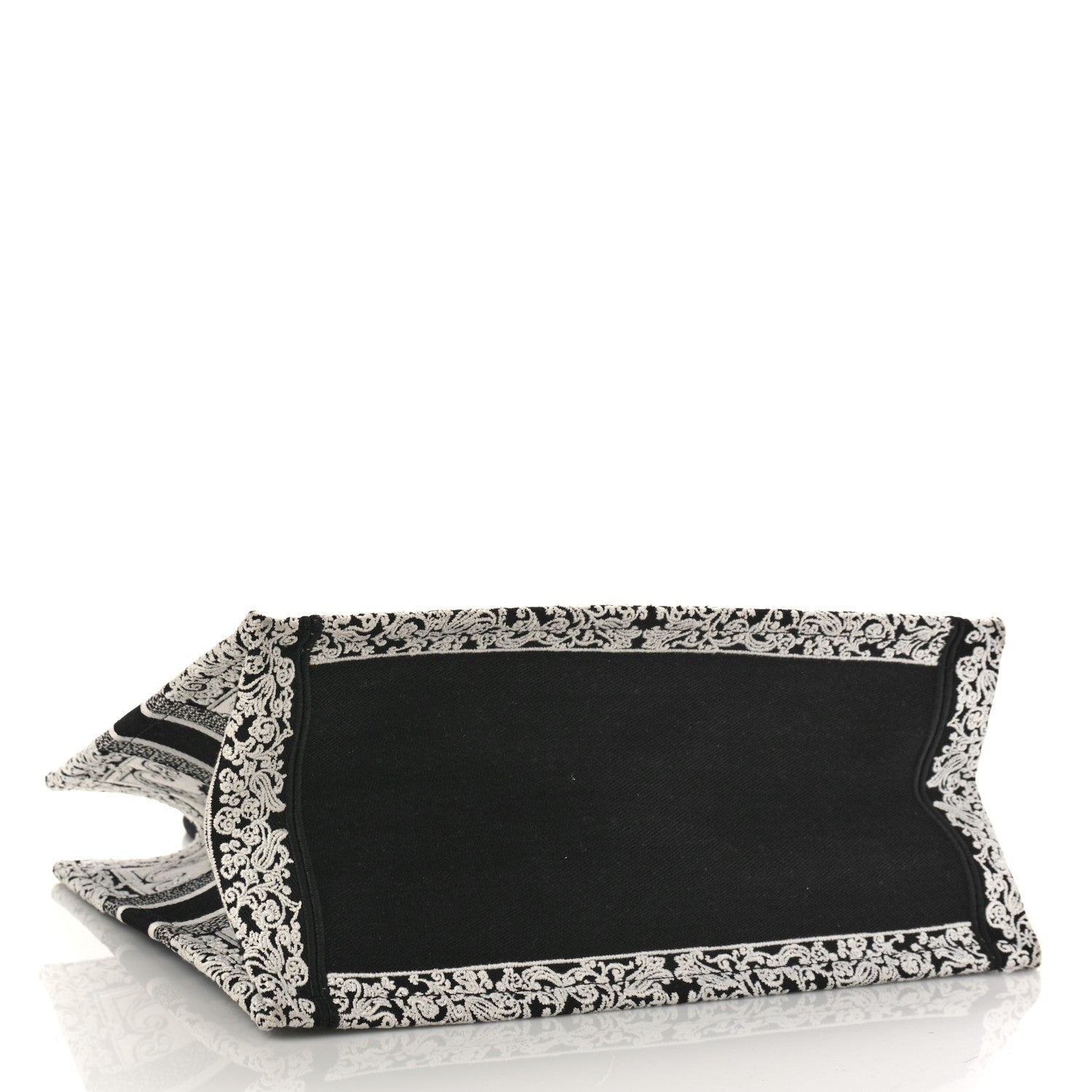 Christian Dior Canvas Embroidered Medium Ornamental Cornely Effect Book Tote Black White 4 of 8