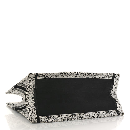 Christian Dior Canvas Embroidered Medium Ornamental Cornely Effect Book Tote Black White 4 of 8