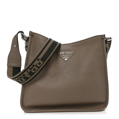 Prada Vitello Daino Soft Hobo Messenger Bag Argilla 1 of 9