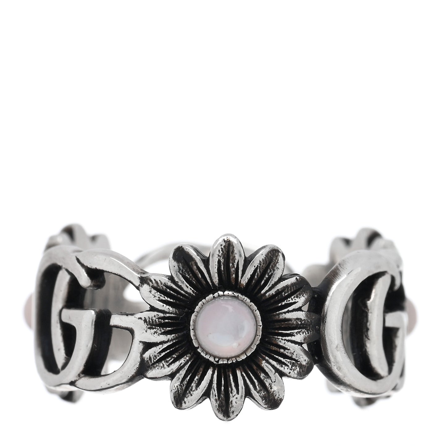 Sterling Silver Mother of Pearl Double G Marmont Flower Ring 52 6