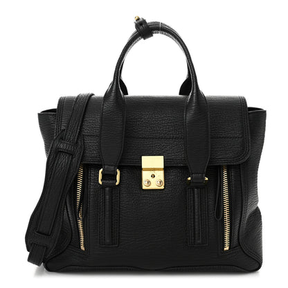 3.1 Phillip Lim Textured Calfskin Medium Pashli Satchel Black 1 of 10