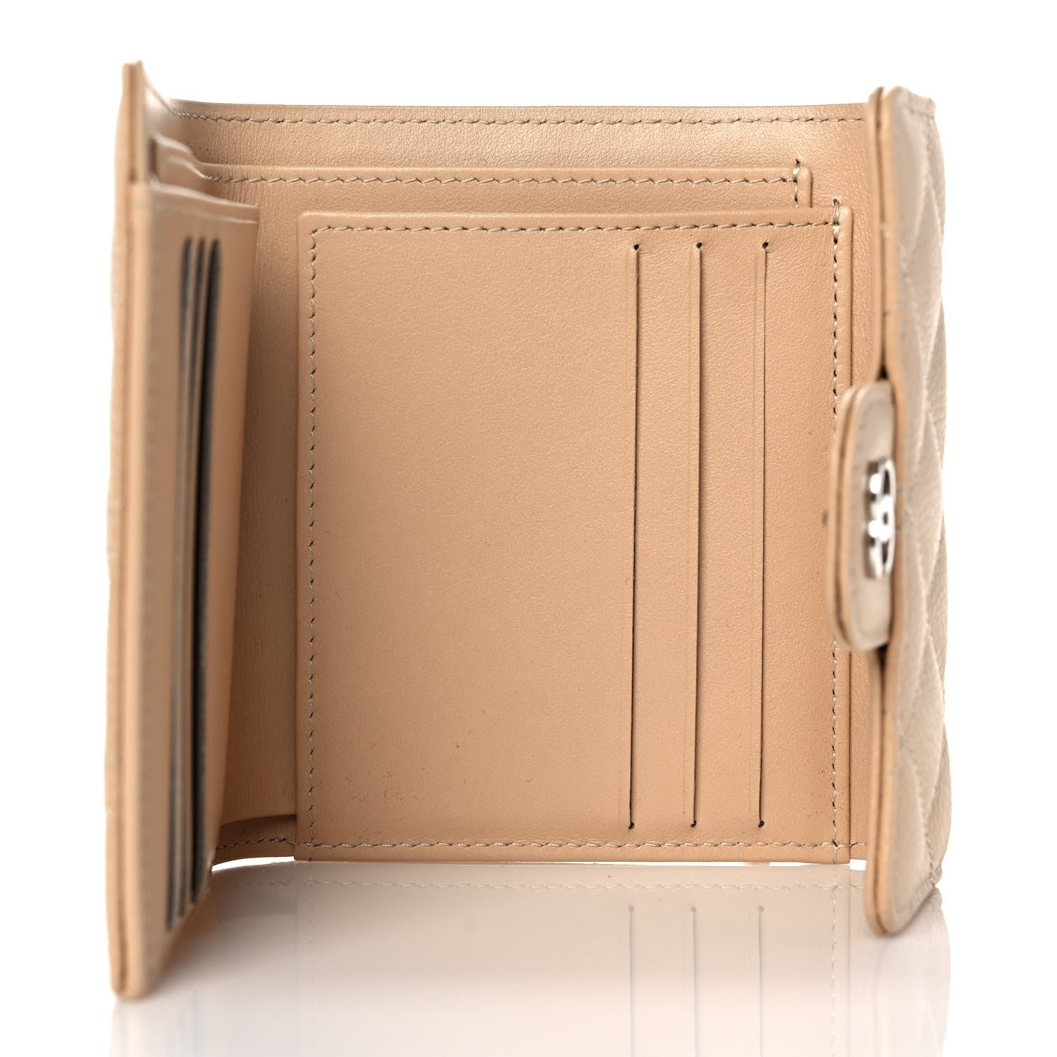 Chanel Caviar Quilted Compact Flap Wallet Beige 7 of 9