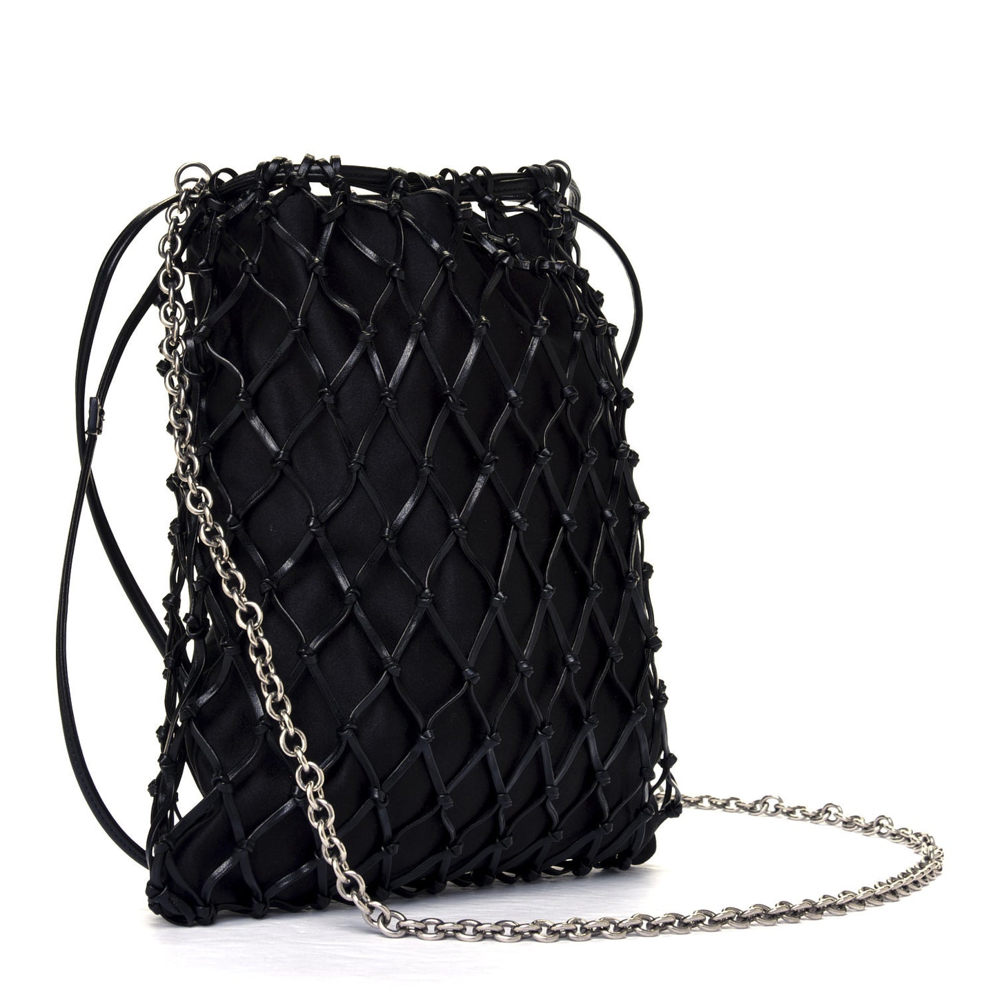 Satin Net Chain Bag Black