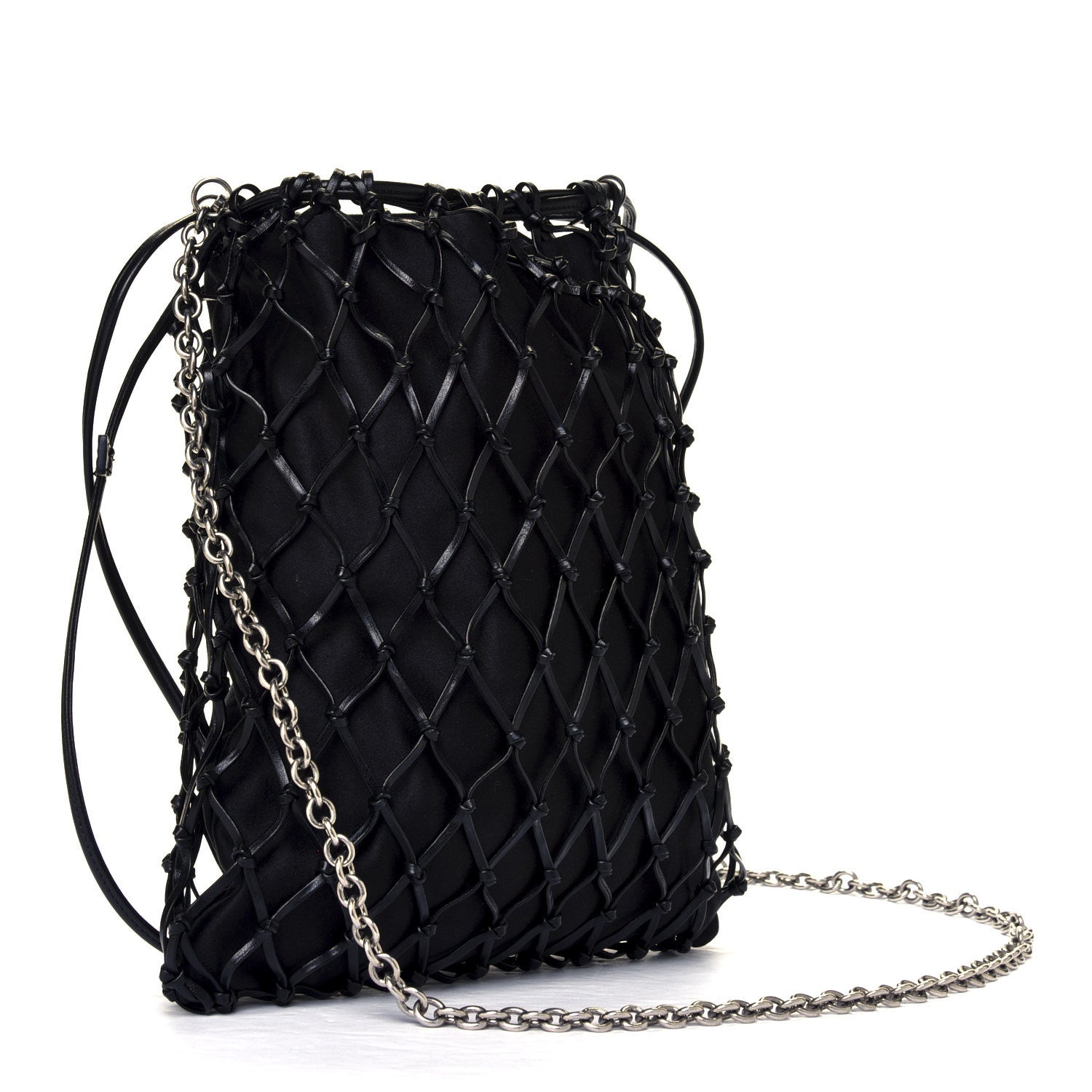 Prada Satin Net Chain Bag Black 2 of 5