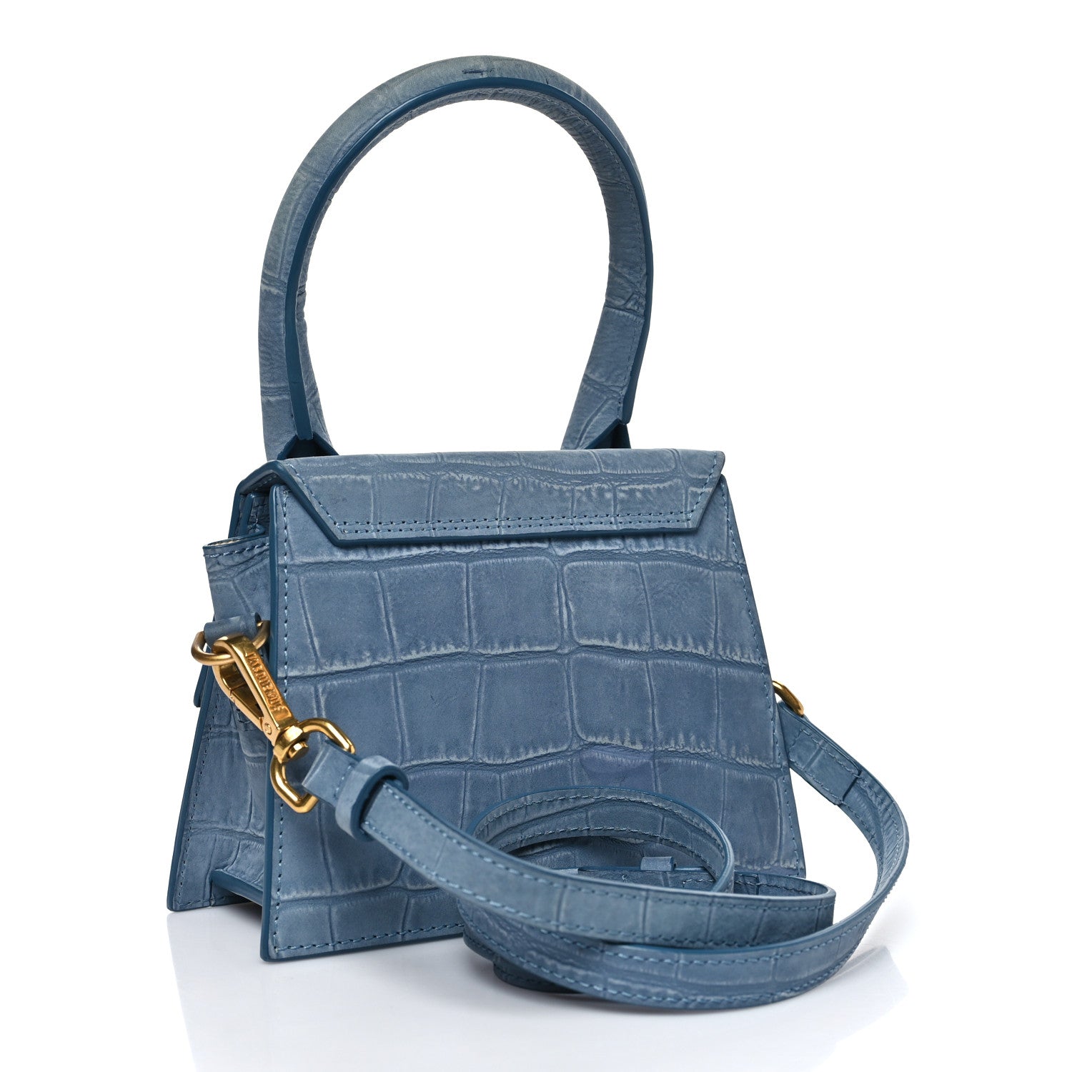 Jacquemus Suede Crocodile Embossed Le Chiquito Moyen Blue 1805463