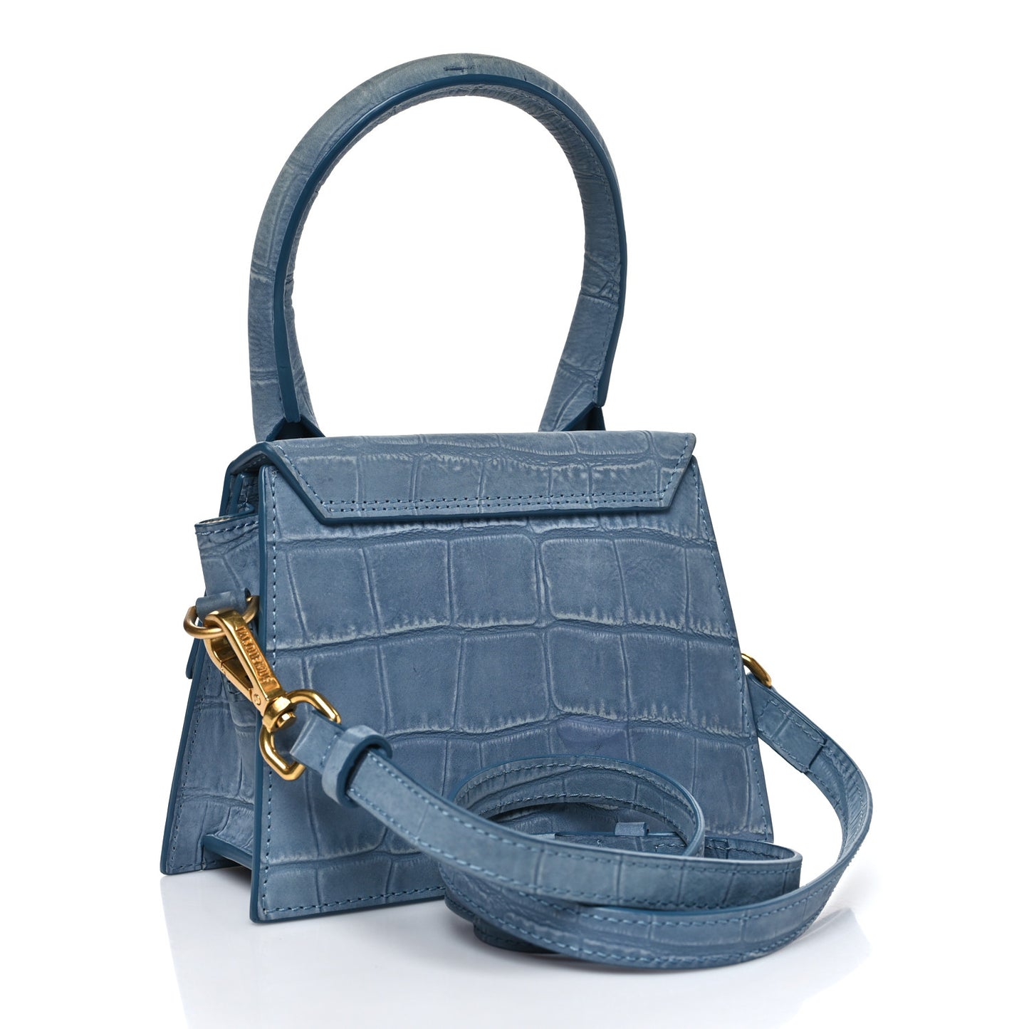 Suede Crocodile Embossed Le Chiquito Moyen Blue