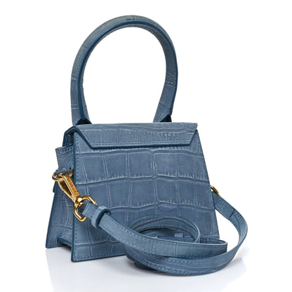 Jacquemus Suede Crocodile Embossed Le Chiquito Moyen Blue 2 of 10