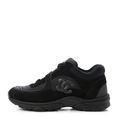 Chanel Nylon Calfskin Suede Calfskin CC Sneakers 37 Black 1 of 4