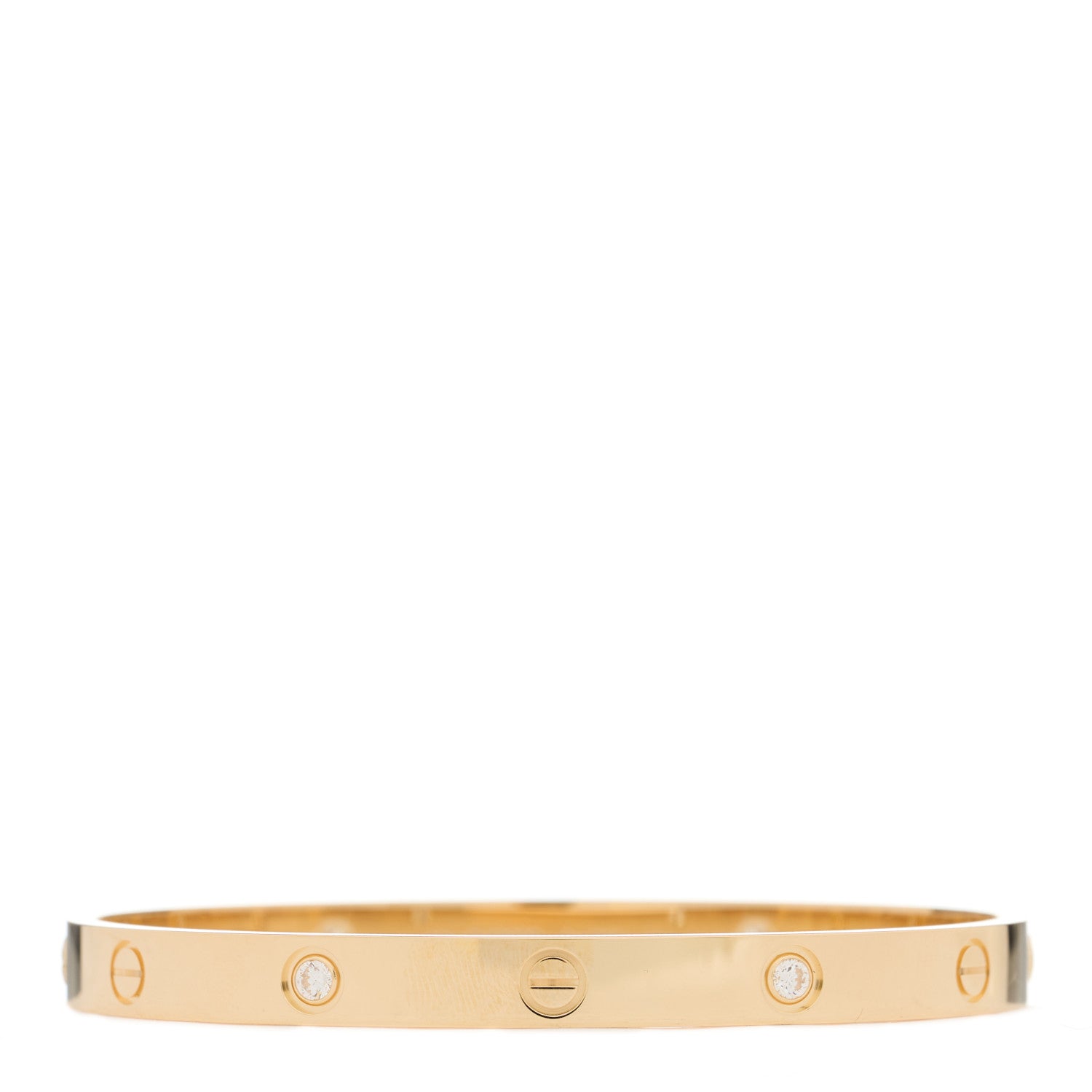 Cartier 18K Yellow Gold 4 Diamond LOVE Bracelet 19 2 of 5
