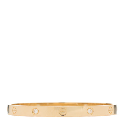 Cartier 18K Yellow Gold 4 Diamond LOVE Bracelet 19 2 of 5