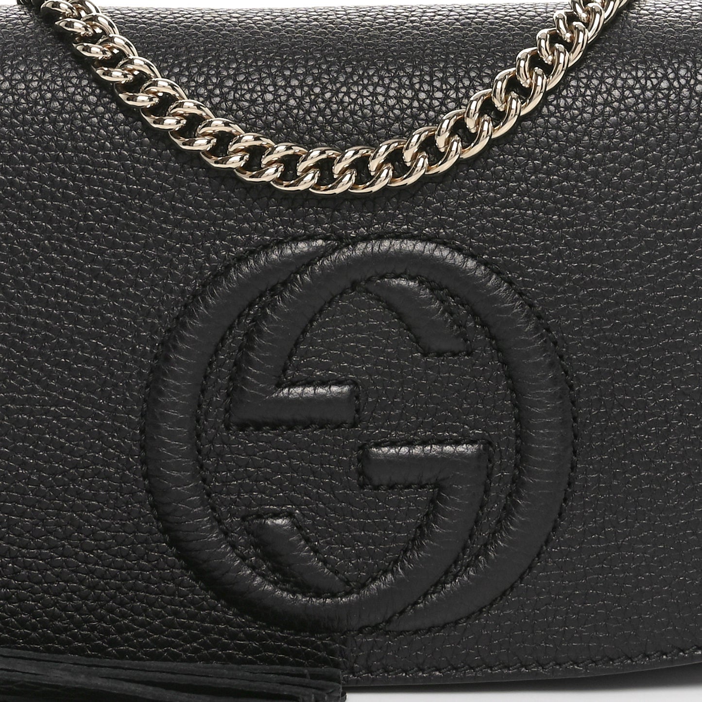 Pebbled Calfskin Medium Soho Flap Crossbody Black