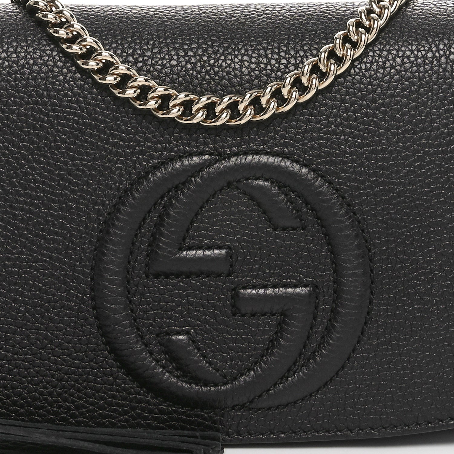 Gucci Pebbled Calfskin Medium Soho Flap Crossbody Black 8 of 10