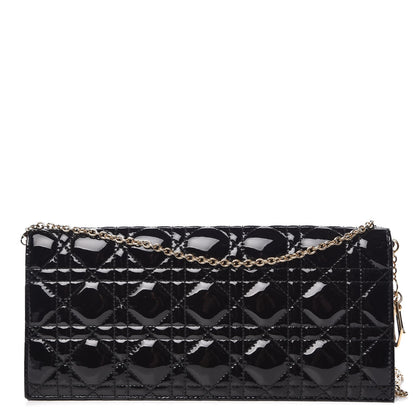 Christian Dior Patent Cannage Lady Dior Convertible Clutch Black 1 of 8