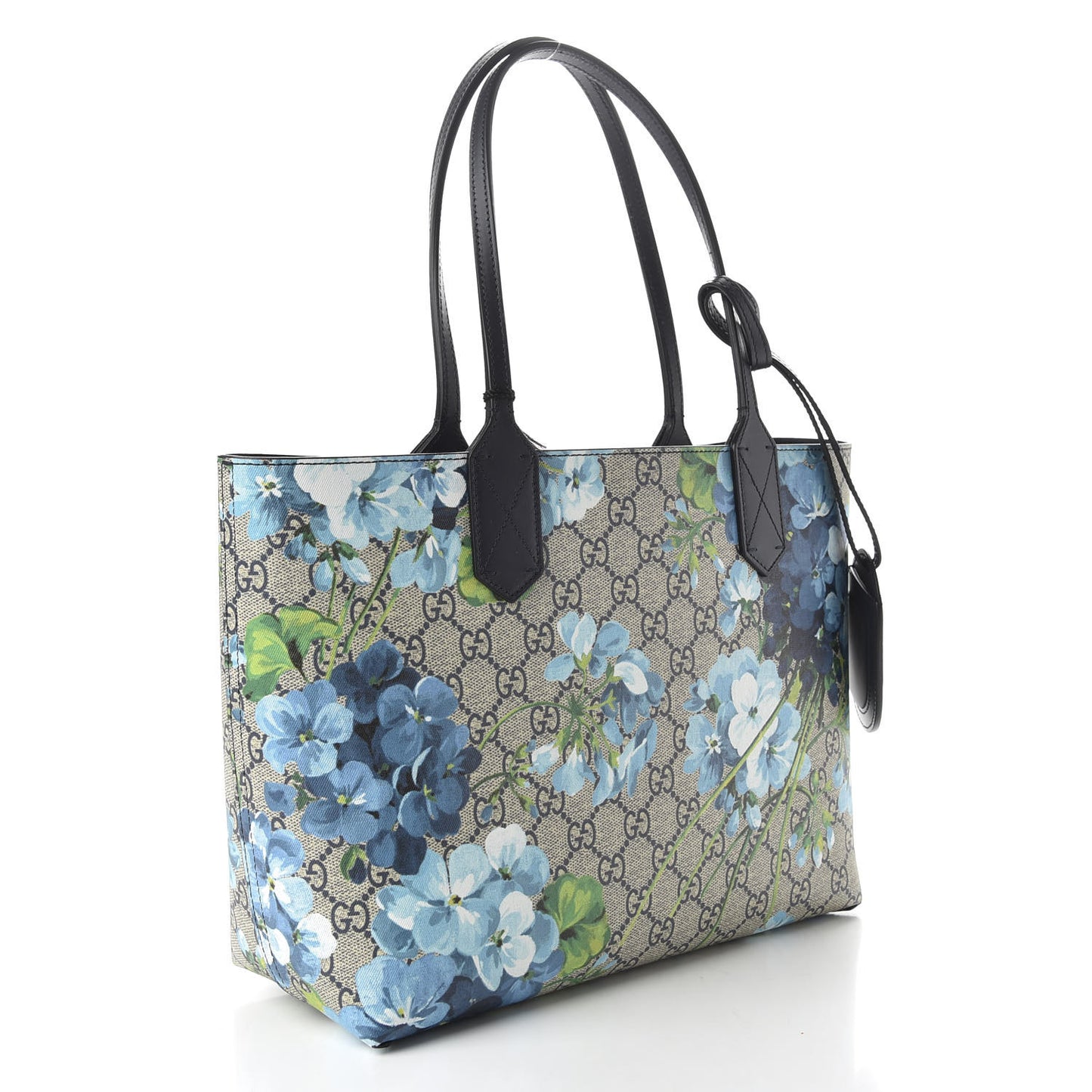 GG Supreme Monogram Blooms Small Reversible Tote Beige Blue Navy