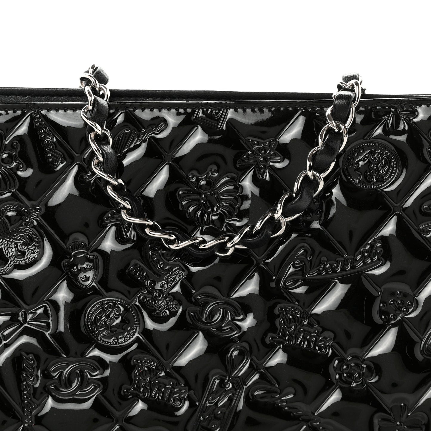 Patent Calfskin Lucky Symbols Pochette Black
