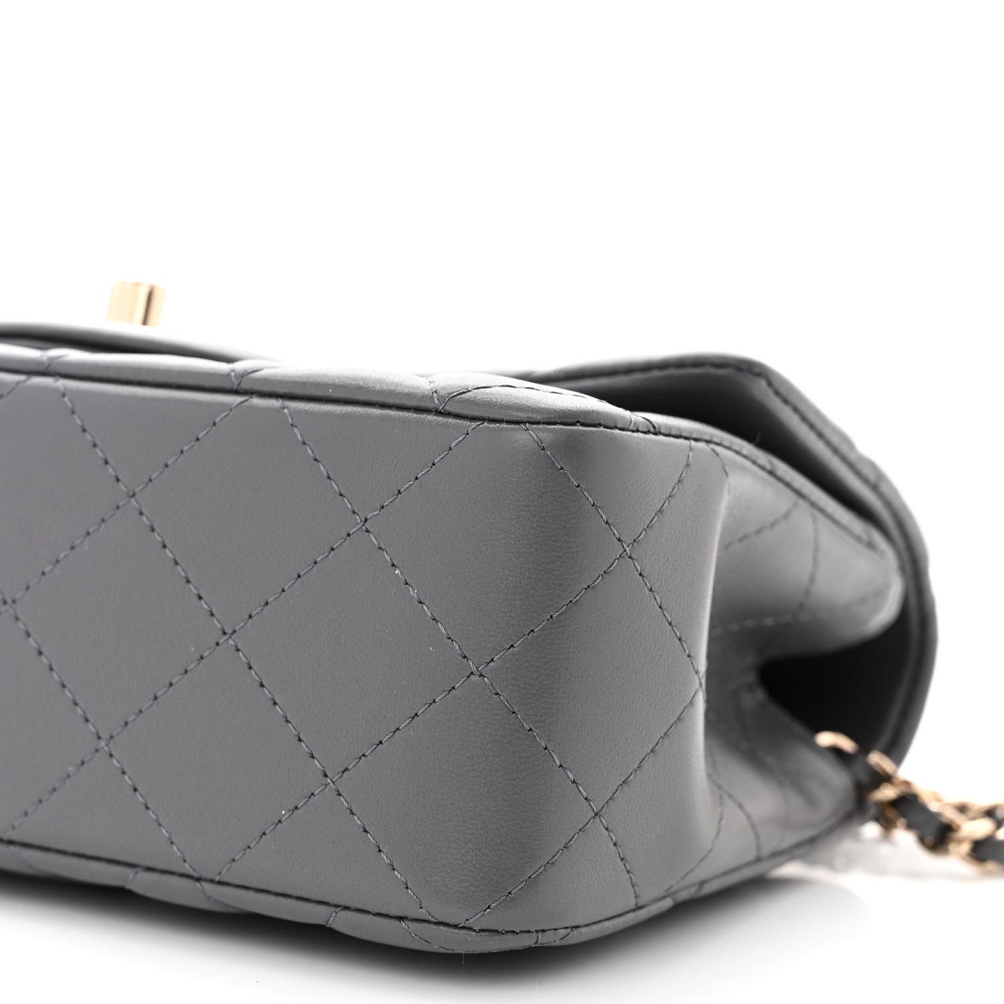 Lambskin Quilted Mini Chain Top Handle Rectangular Flap Grey