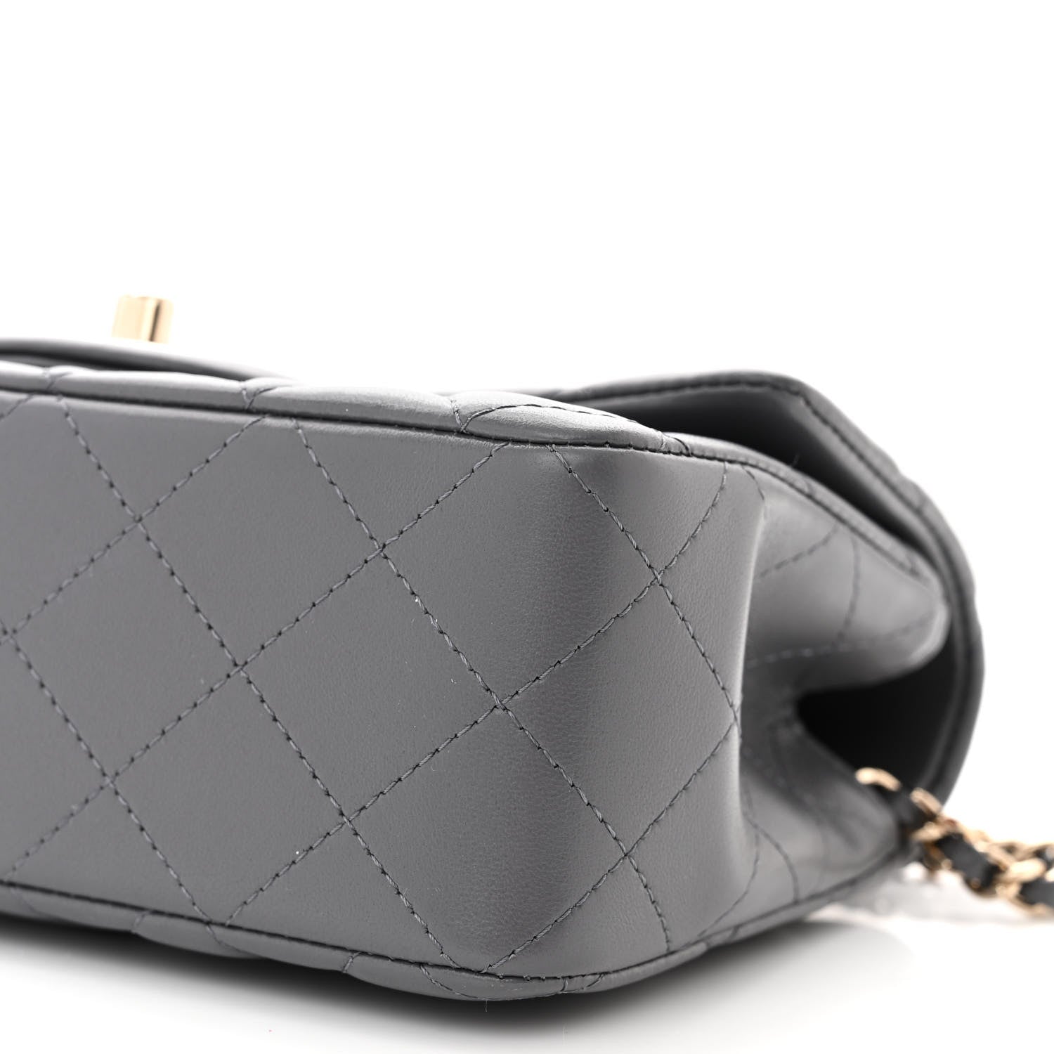 Chanel Lambskin Quilted Mini Chain Top Handle Rectangular Flap Grey 10 of 11