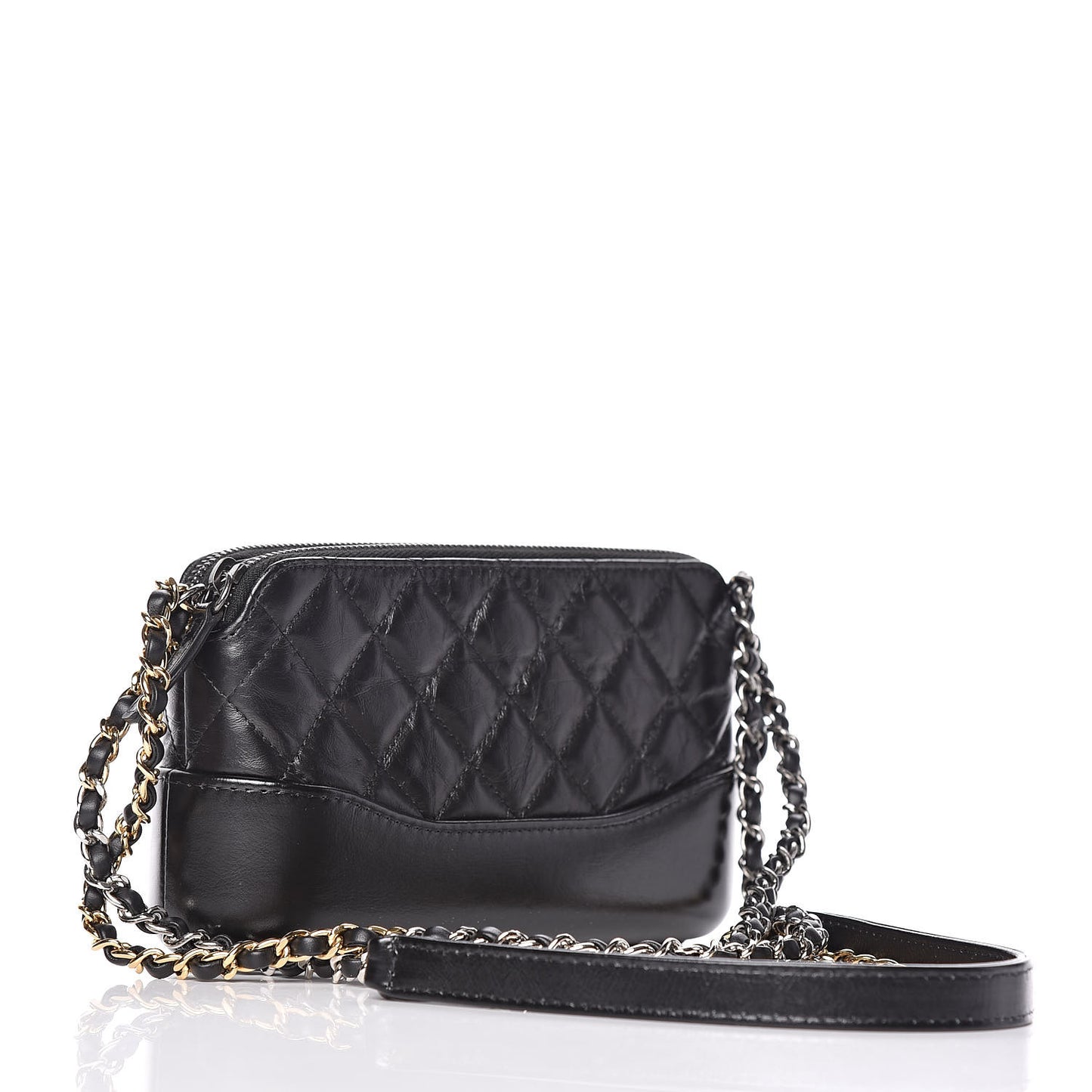 Aged Calfskin Quilted Small Gabrielle Clutch With Chain Black