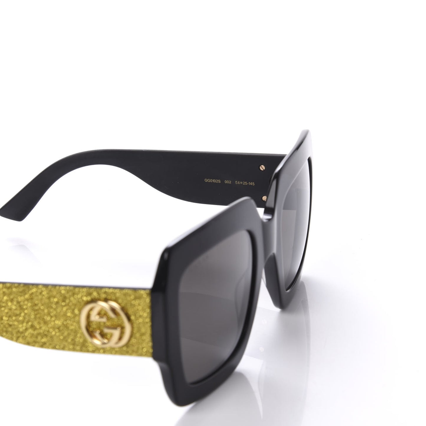 Square Frame GG0102S Sunglasses Glitter Gold
