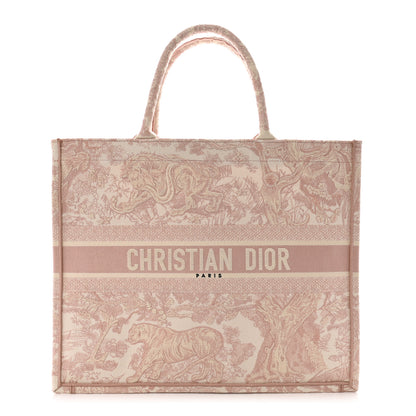 Christian Dior Canvas Toile De Jouy Embroidered Large Book Tote Pink 1 of 10