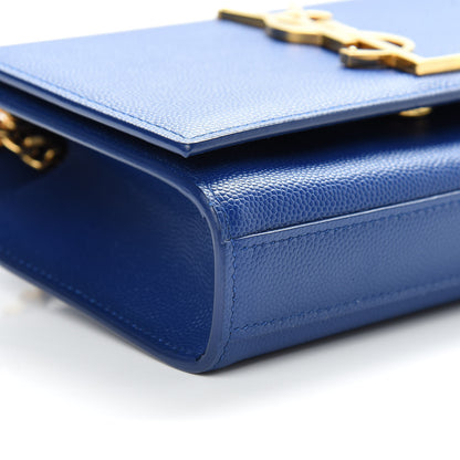 Saint Laurent Grain De Poudre Small Classic Monogram Kate Satchel Royal Blue 9 of 10