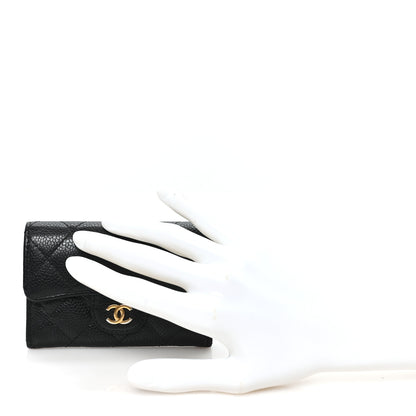 Chanel Caviar Quilted Flap Card Holder Wallet Black 2 of 9