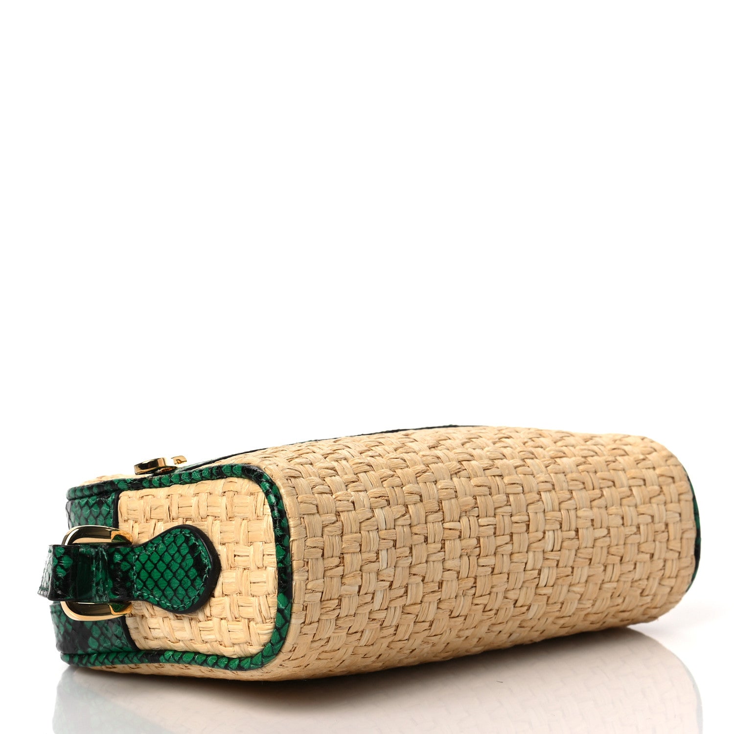 Gucci Raffia Elaphe Mini Ophidia Shoulder Bag Natural New Shamarock 4 of 6