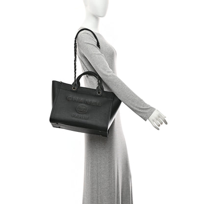 Chanel Caviar Small Studded Deauville Tote Black 2 of 10