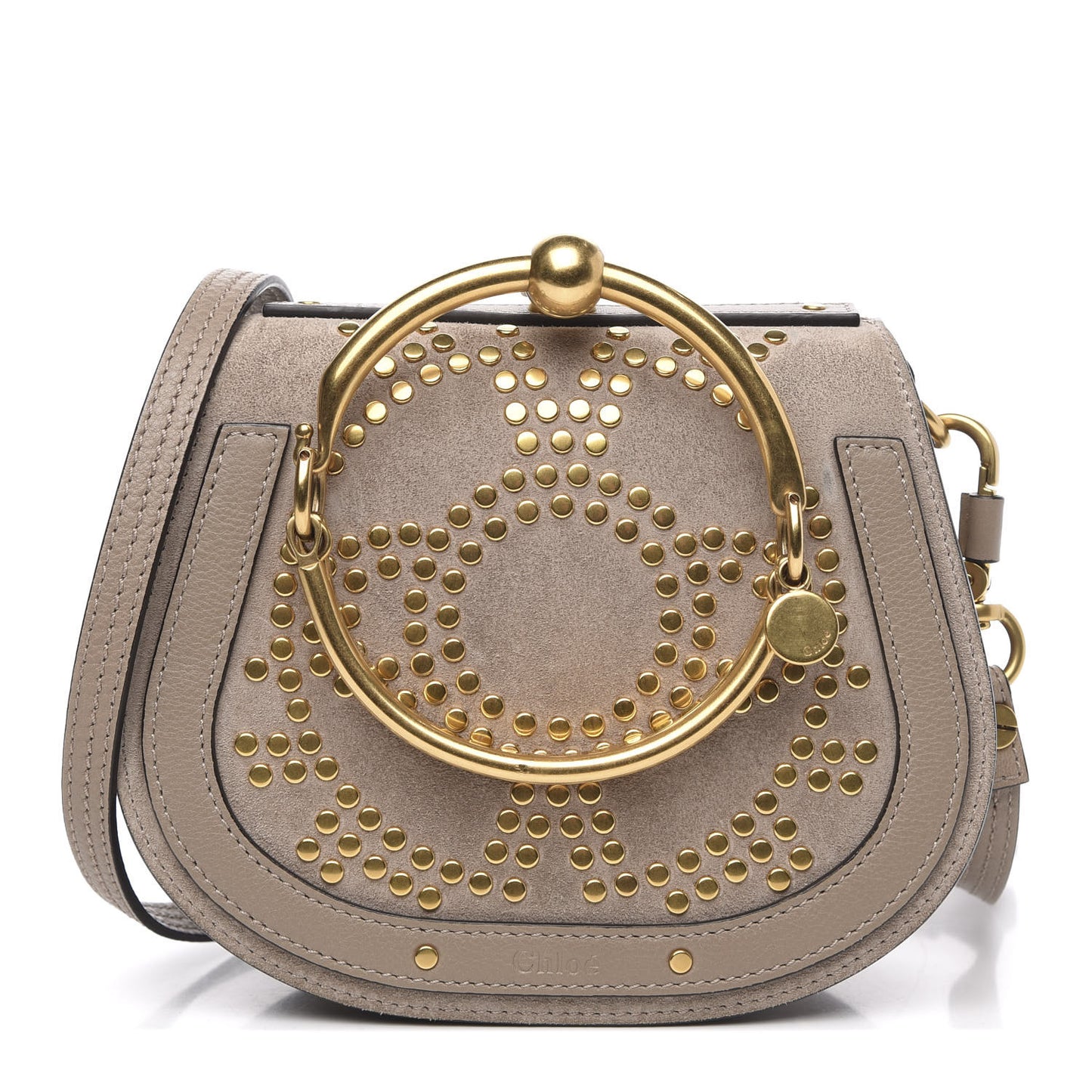 Calfskin Suede Small Constellation Studs Nile Bracelet Bag Motty Grey