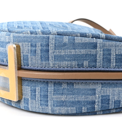 Fendi Denim Vitello King F is Fendi FF Embroidered Mini Fendigraphy Hobo Bag Denim Sand 10 of 11