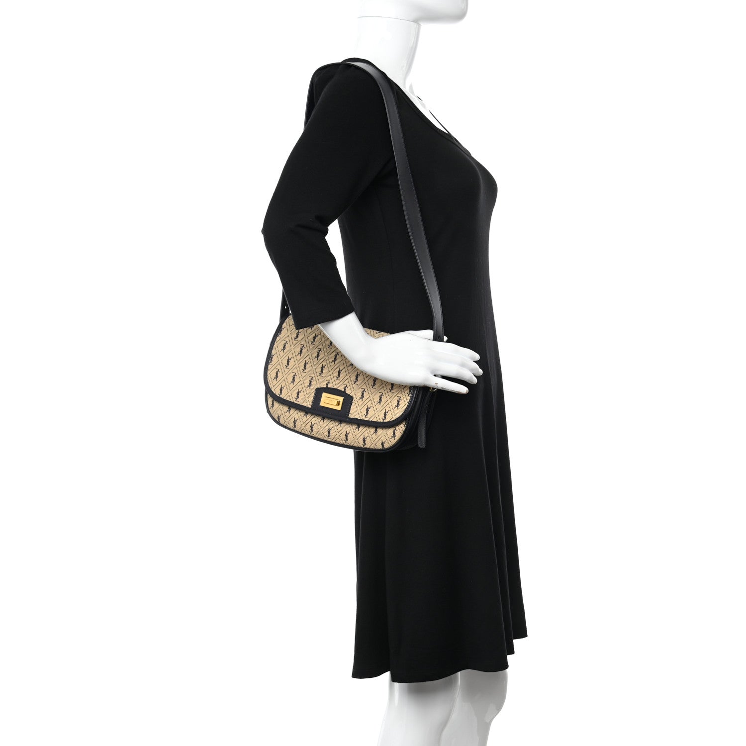 Saint Laurent Canvas Monogram All Over Satchel Bag Beige 2 of 11
