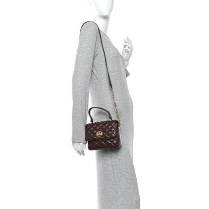 Versace Nappa Quilted Medusa Top Handle Crossbody Flap Dark Brown 2 of 10