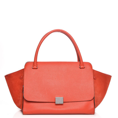 Celine Drummed Calfskin Suede Double Zip Trapeze Vermillion 1 of 9