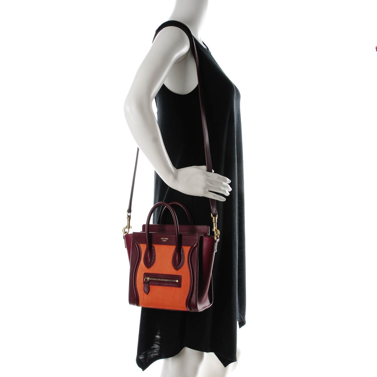 Nubuck Smooth Calfskin Nano Tri-Color Luggage Vermillion