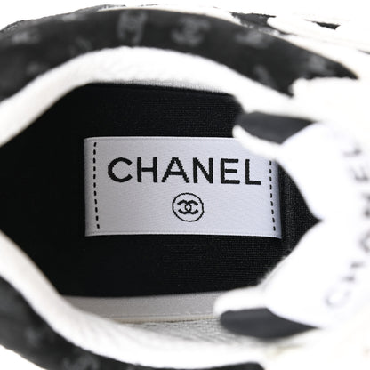 Chanel Suede Calfskin Printed CC Sneakers 41 White Black 7 of 9