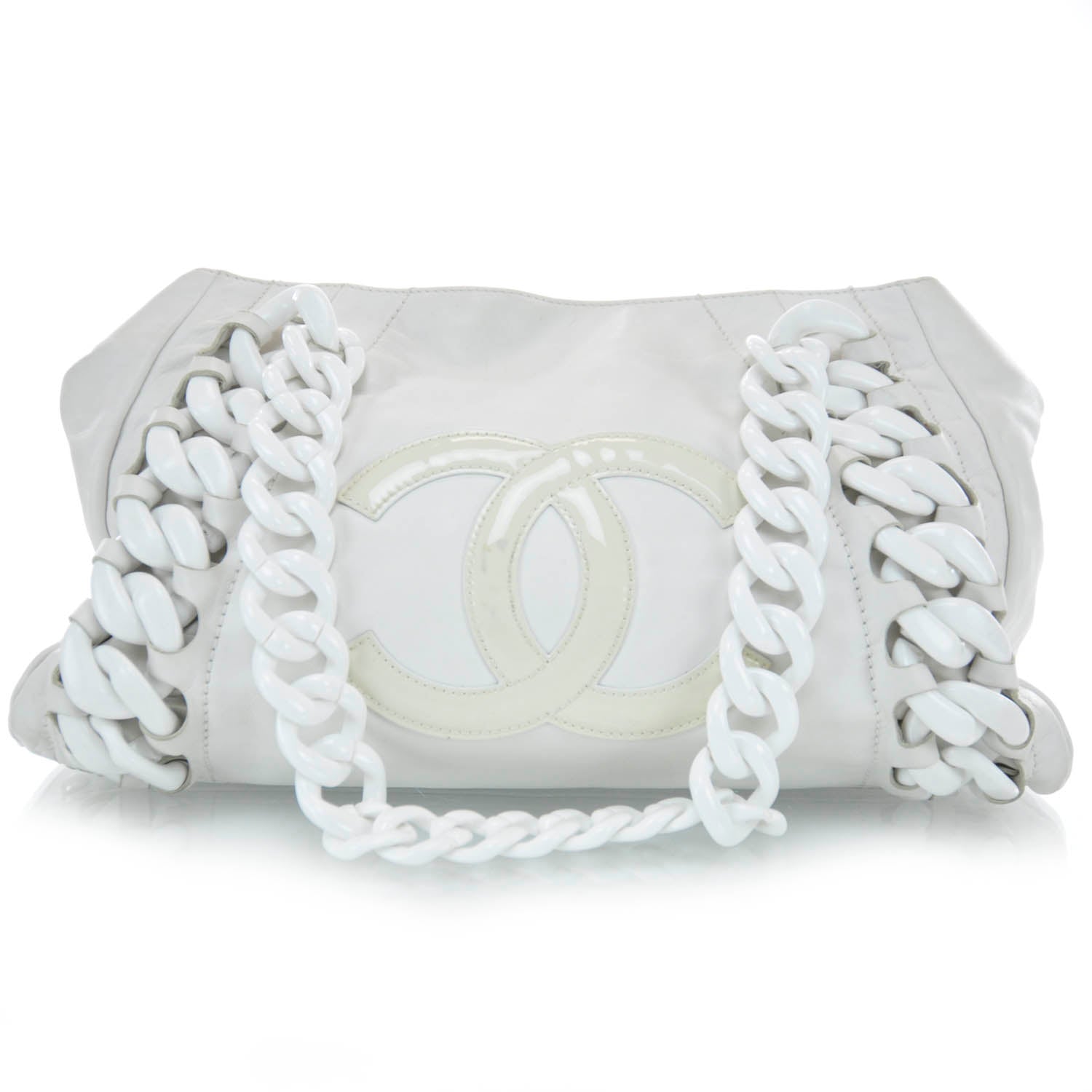 Chanel Leather Modern Chain Tote White 1 of 8