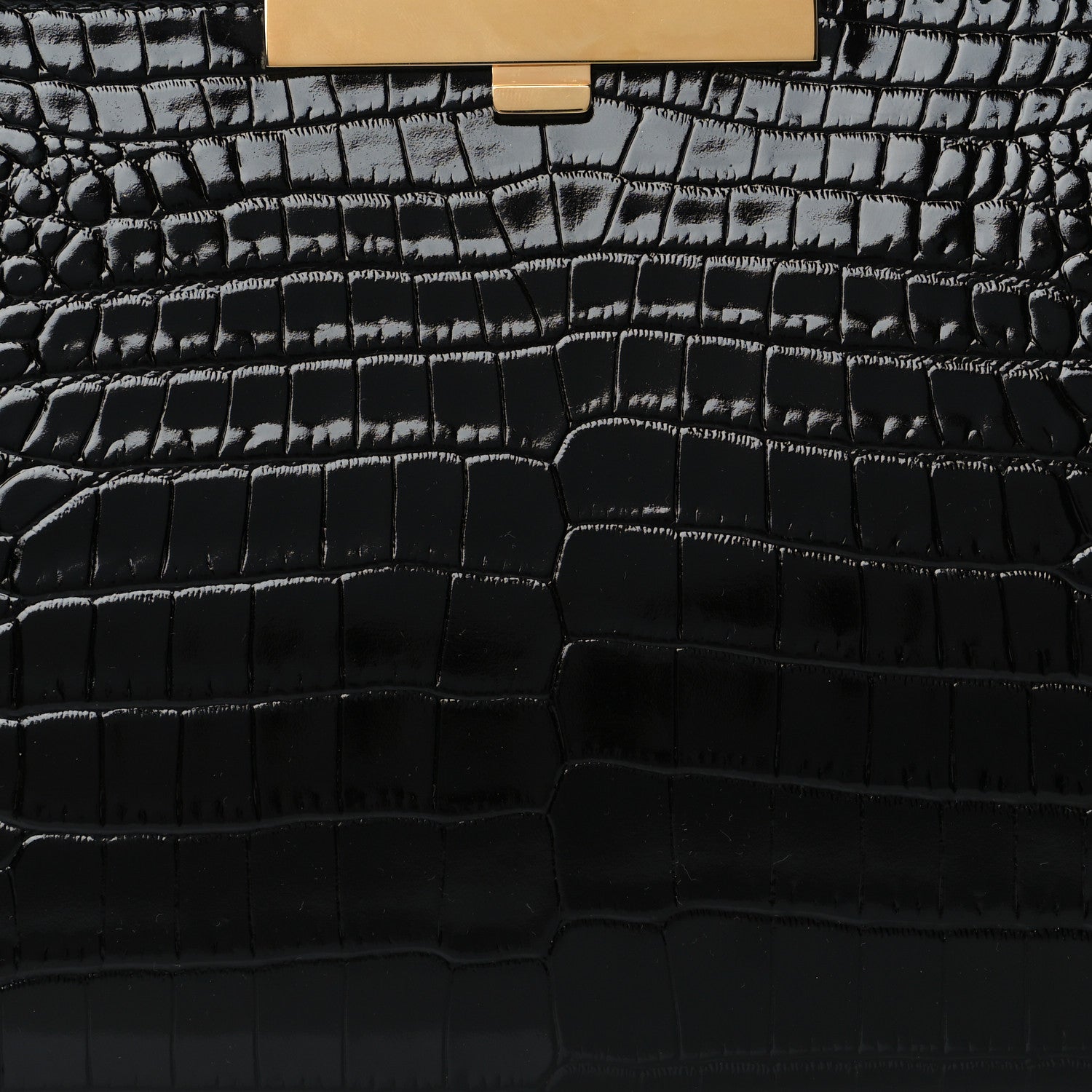Alexander McQueen Calfskin Crocodile Embossed Knuckle Flat Clutch Black 8 of 9
