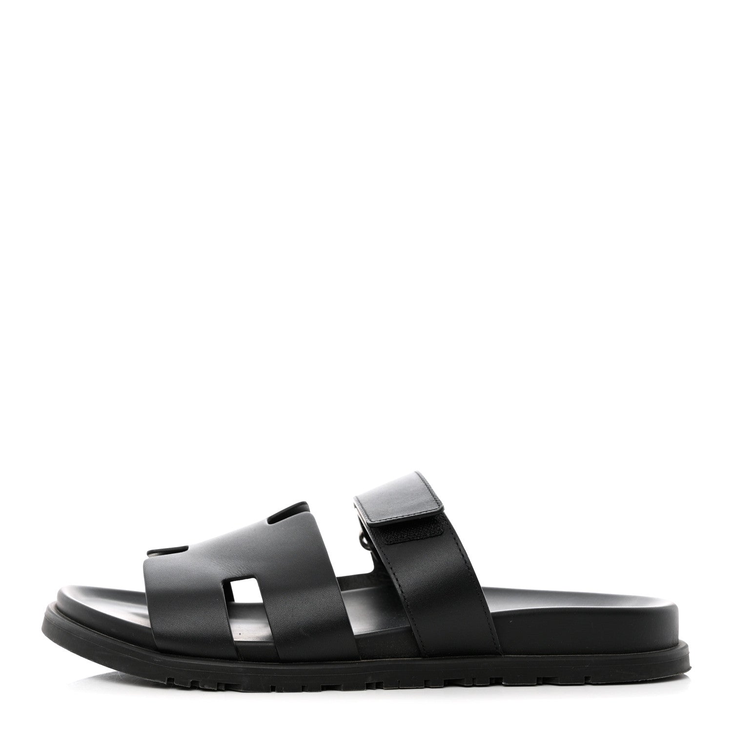 Hermes Calfskin Mens Chypre Sandals 44 Black 1 of 11